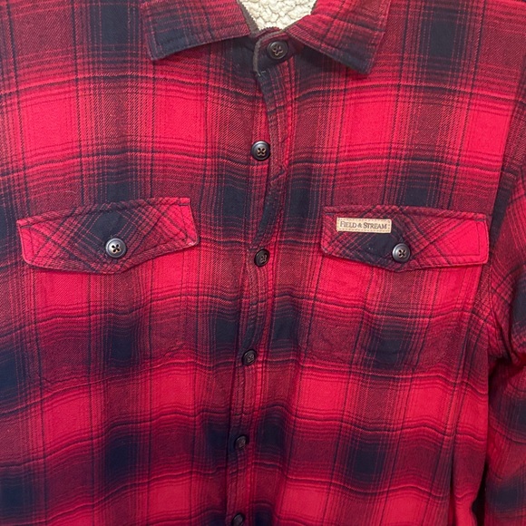 Field & Stream Red Plaid Flannel Fleece Shirt Jacket Size Large - Picture 4 of 11